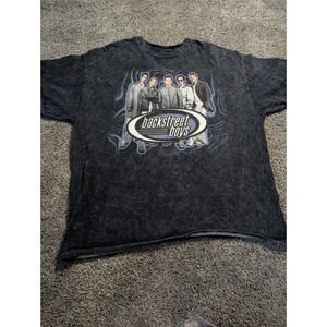 Backstreet Boys Graphic Band T-Shirt Acid Wash Charcoal Grey Men 90s Y2K Cotton